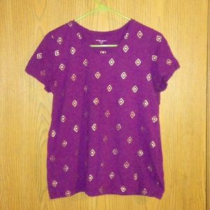 Purple/Gold diamonds print designed short sleeve shirt @SIZE: M **See pics PLZ**